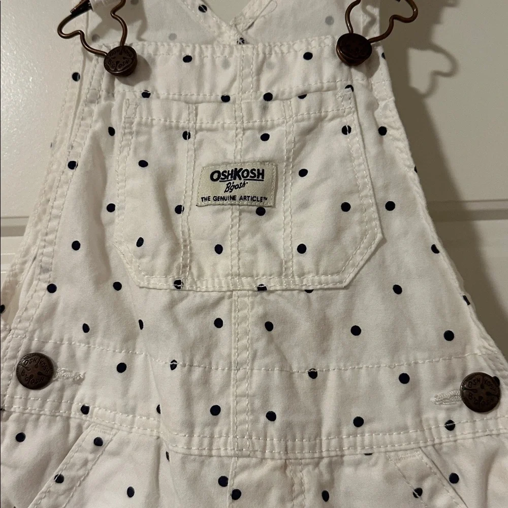 OshKosh White Polka Dot Shorts Overalls